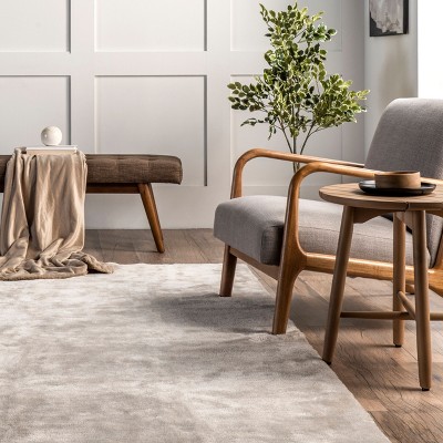 Beige Rectangular Washable Shag Area Rug