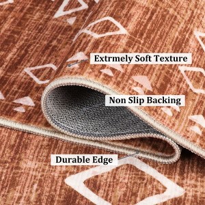 Modern Geometric Area Rug Soft Washable Rug Non Slip Non Shedding Floor Carpet, Low Pile Thin Rug, Distressed Southwestern Rug, Indoor Printed Rug - 1 of 4