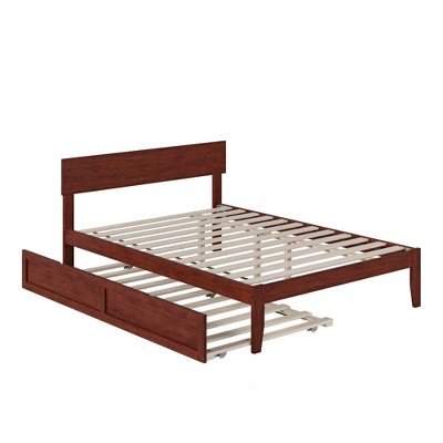 Walnut Full Platform Bed with Trundle and Drawers