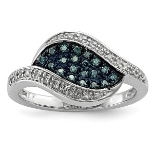 Black Bow Jewelry 1/5 Ctw Blue & White Diamond Marquise Cluster Ring in Sterling Silver - 1 of 4