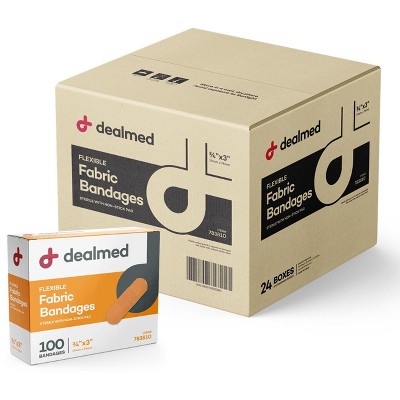 Dealmed 3/4" x 3" Fabric Adhesive Bandages with Non-Stick Pad, Latex Free Wound Care