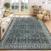Faux Wool Vintage Distressed Floral Printed Area Rug  Ultra Thin Machine Washable Non Slip Stain Resistant Non Shedding Pet Friendly Floor Rug - 2 of 4