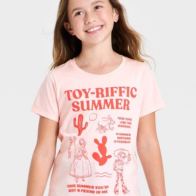 Toy Story Girls' Disney Toy Story "Toy-Riffic Summer" Short Sleeve Graphic T-Shirt - Peach Orange M — фото 2