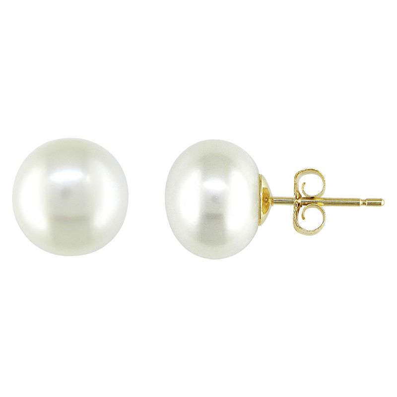 Women&#39;s Freshwater Pearl Button Stud Earrings - White, 1 of 4