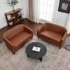 KINWELL 50"W Tufted Faux Leather Upholstered Small Loveseat Sofa - 4 of 4