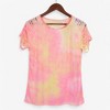 Anna-Kaci Women's Short Sleeve Tie-Dye Top with Cut-Out Shoulder Design Casual Summer T-Shirt - 2 of 4