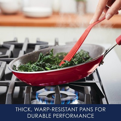 Red 10-Inch Aluminum Nonstick Frying Pan with Ceramic Coating