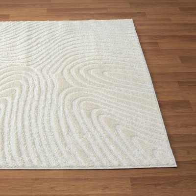 Cream Geometric Swirl 5' x 7' Synthetic Area Rug