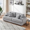 Modern 88.6" Corduroy Deep Seat Sofa Bed with 4 Throw Pillows, Comfy 3-Seater Reclining Couch for Living Room or Small Spaces – The Pop Home - 3 of 4
