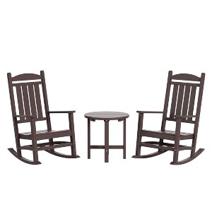 WestinTrends 3 Piece Outdoor Porch Rocking Chairs with Round Side Table Set - 1 of 4