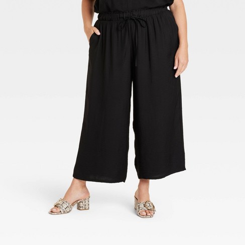 Women s High rise Wide Leg Cropped Pull on Pants Ava Viv Target