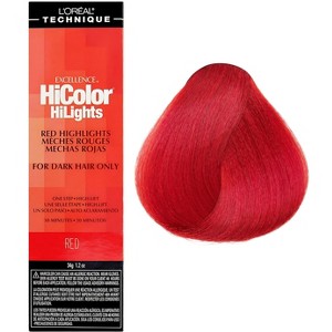 L'oreal Technique Excellence HiColor HiLights Red Highlights for Dark Hair Only - RED | Loreal Haircolor Dye Hair Color - 1 of 3