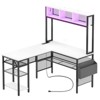 Aheaplus Corner L Desk with Hutch and Charging Station, Reversible Computer Table with LED Light - 2 of 4