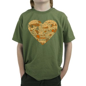 LA Pop Art Thanksgiving Heart - Boy's Word Art T-Shirt - 1 of 4