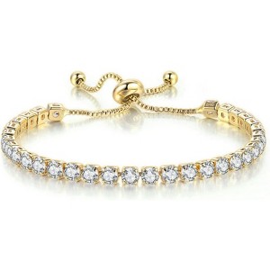 Cloth Women's Delicate Tennis Bracelet - Adjustable Slide Bracelet with White Gold Plated Diamonds and Cubic Zirconia - 1 of 4