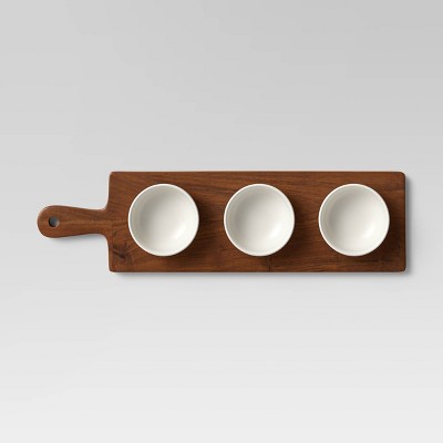 4pc Wood Cutting Board and Ceramic Bowl Set - Threshold&#8482;