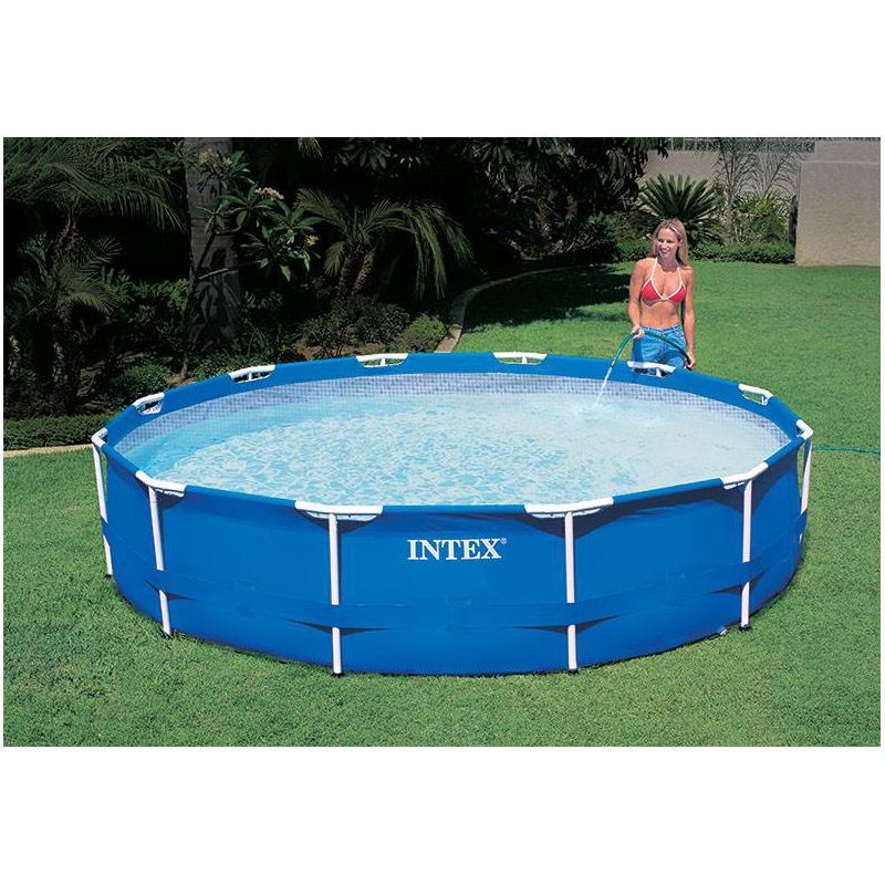 Intex 12ft x 30in Metal Frame Above Ground Round Family Swimming Pool Set & Pump, 5 of 8