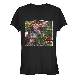 Juniors Womens Jurassic Park Velociraptor Is Hunting You From The Jungle T-Shirt - 1 of 3