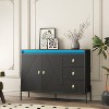 TIRAMISUBEST Fluted Black Sideboard Cabinet with LED Lights & 3 Drawers - 3 of 4