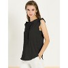 INSPIRE CHIC Women's Ruffled Curved Hem Business Office Vintage Sleeveless Blouse - 4 of 4