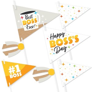 Big Dot of Happiness Happy Boss's Day - Triangle Best Boss Ever Photo Props - Pennant Flag Centerpieces - Set of 20 - 1 of 4