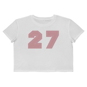 Rerun Island Women's 27 Collegiate Pink Short Sleeve Graphic Cotton Cropped Loose T-shirt - Bright White 2X - 1 of 4