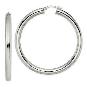 Black Bow Jewelry 5mm Stainless Steel Classic Round Hoop Earrings - 60mm (2 3/8 in) - 1 of 4
