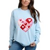 Heart Stitching Patchwork Print - Women's Garment Dyed Long Sleeve Graphic T-Shirt - 2 of 4