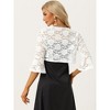 INSPIRE CHIC Women's Elegant Lace 3/4 Bell Sleeves Open Front Evening Shrug - 3 of 4