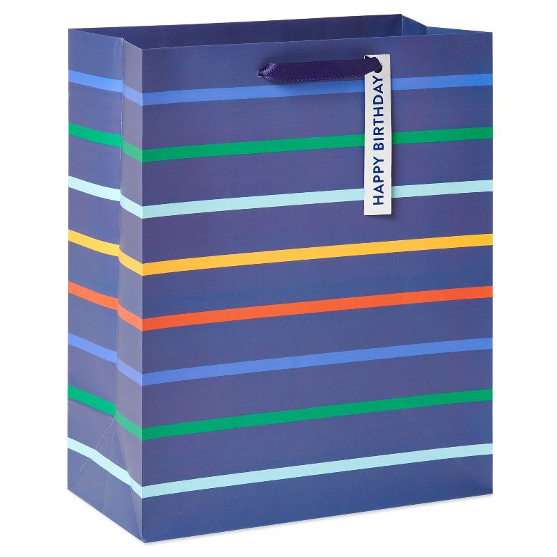 Medium &#39;Happy Birthday&#39; Striped Gift Bag Purple - Spritz&#8482;, 1 of 4