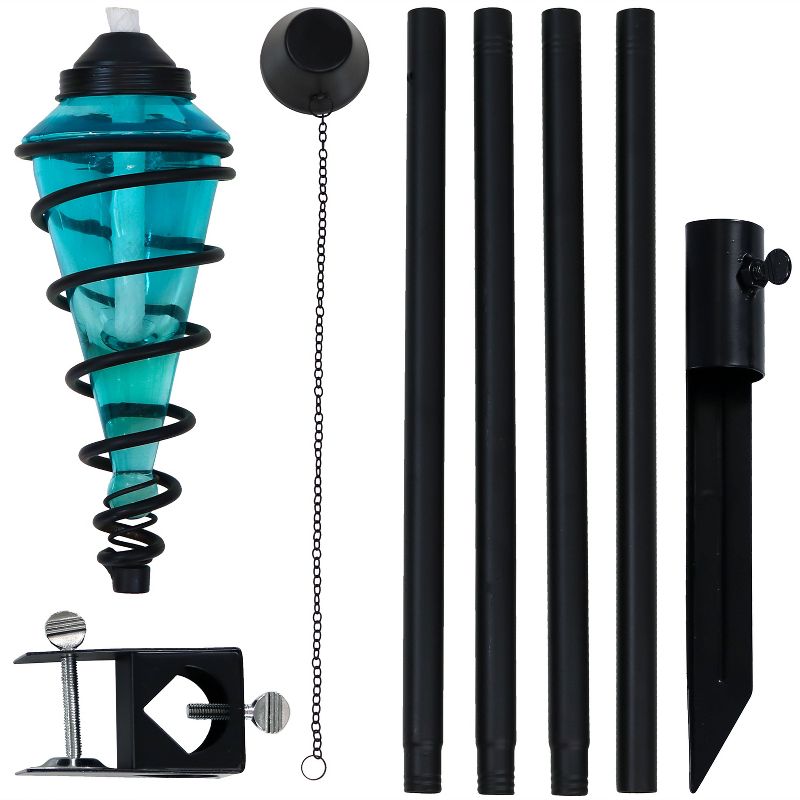 Sunnydaze Outdoor Adjustable Height Glass and Metal Swirl Patio and Lawn Torch Set, 2 of 13