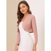 INSPIRE CHIC Women's Elegant Long Sleeve Floral Lace Panel Knit Crop Cardigan Shrug - 2 of 4