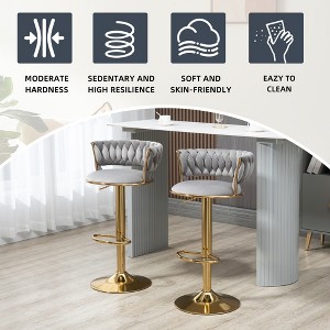 MOONMISS 2PC/SET Swivel Bar Stools Adjustable Counter Height Chairs with Footrest for Kitchen, Dining Room - 1 of 4