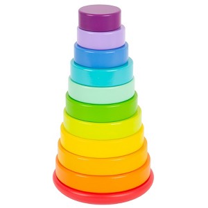 Small foot wooden toys Large Stacking Rainbow Tower 12+ months - 1 of 4