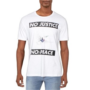 Elevenparis Mens No Justice No Peace Graphic T-Shirt, White, X-Large - 1 of 1