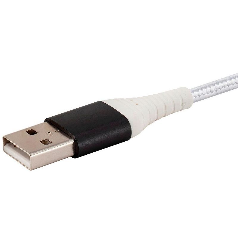 Monoprice USB 2.0 Micro B to Type A Charge and Sync Cable - 1.5 Feet - White | Durable, Kevlar-Reinforced Nylon-Braid - AtlasFlex Series, 4 of 7
