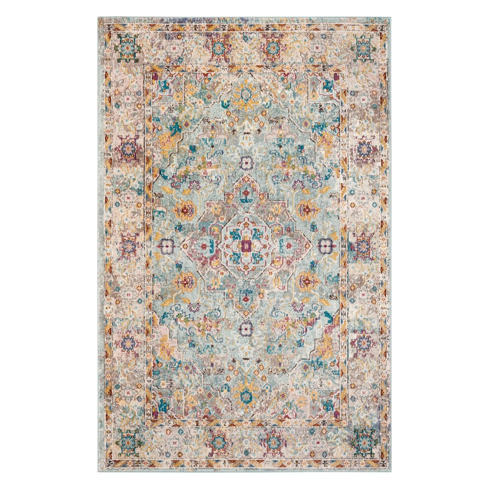 4'x6' Peggy Medallion Loomed Area Rug Beige/Blue - Safavieh