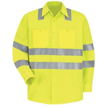 Red Kap Men's Hi-Visibility Long Sleeve Work Shirt - Type R, Class 3