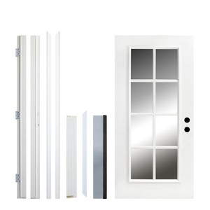 PexFix 36"x80" 8 Lite Full Lite Clear Glass Left Hand Inswing Fiberglass Entrance Door 6-9/16 Door jamb White Primed Fiberglass Knock Down Front Door - 1 of 4
