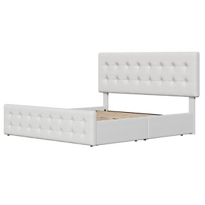 Bed Frame with Adjustable Headboard, Upholstered Button Tufted Platform Bed Frame with 4 Storage Drawers, No Box Spring Needed - 1 of 4