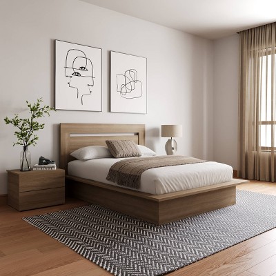 Malibu Brown Oak 4-Piece Modern Bedroom Set