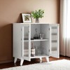 Modern Storage Cabinet with 2 Glass Doors, Adjustable Shelf Sideboard Buffet for Kitchen, Living Room, Entryway - 2 of 4