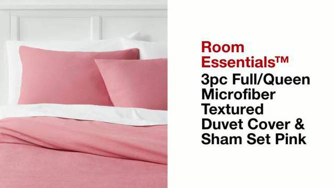 Microfiber Textured Duvet Cover & Sham Set - Room Essentials™, 2 of 9, play video
