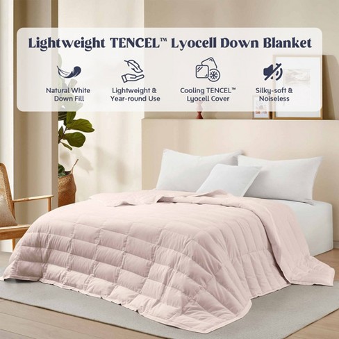 Puredown Tencel Cooling Lightweight Down Blanket Breathable Cool Touch Silky Soft Smooth Lyocell Fabric Pink 90x108 Inches Target