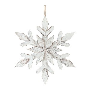 White Washed Wooden Snowflake Ornament (Set of 6) - 1 of 4