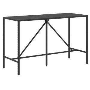 vidaXL Bar Table with Glass Top Black 70.9"x27.6"x43.3" Poly Rattan - 1 of 4