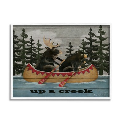 Stupell Industries Up A Creek Woodland Cabin Canoe Framed Giclee Art