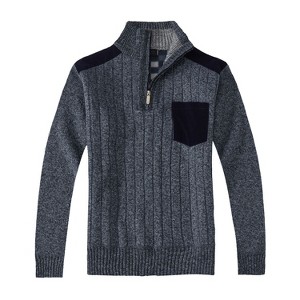 Gioberti Men's Half Zip Pullover Knitted Regular Fit Sweater With Soft Brushed Flannel Lining - 1 of 4