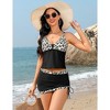 Women's Color Block Printed Drawstring Swimsuit Set - 3 of 4