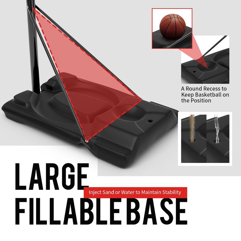 Height Adjustable Portable Basketball Hoop System Shatterproof Backboard Wheels  2 Nets, 3 of 9
